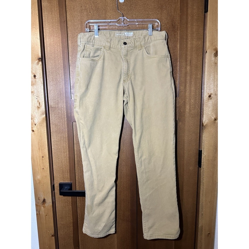 Carhartt Relaxed Fit Work Pants Mens 34x32 Tan Canvas Carpenter Duck